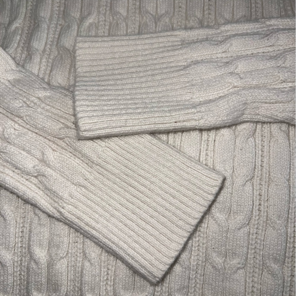 St. John’s Bay Ivory Cable Knit Turtleneck Sweater — Women’s Size M - Picture 5 of 7